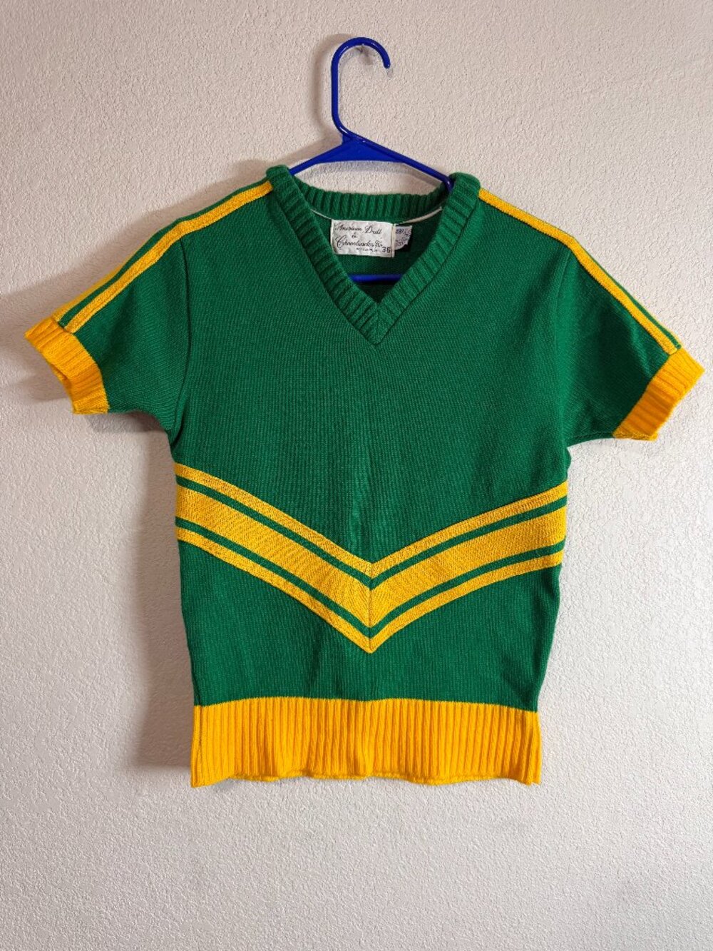 Vintage Cheerleader Co. Green & Gold Cheer Uniform Set (Top 36 / Skirt 9)